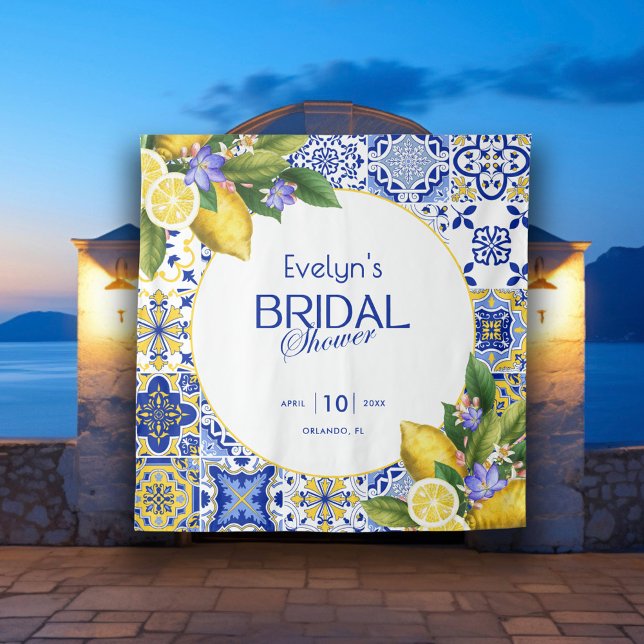 Tapiz Ducha nupcial de mosaico azul de mosaico italiano (Subido por el creador)