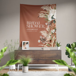 Tapiz Duche de novia pampas moderno elegante terracota