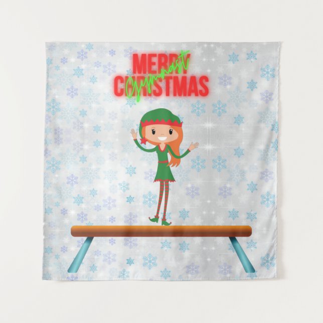 Tapiz Duende de gimnasia de Navidad alegre (Anverso)