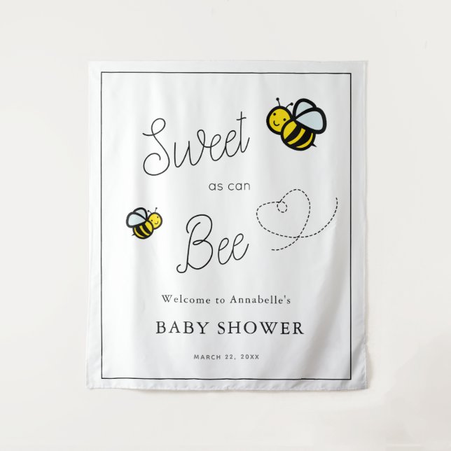 Tapiz Dulce como puede ser la fiesta de bebé Blanco Abej (Anverso)