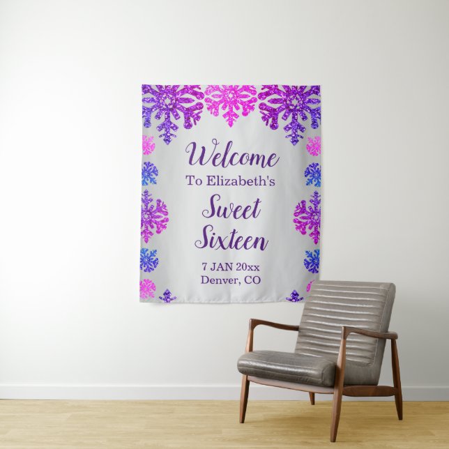 Tapiz Dulce cumpleaños de copo de nieve de invierno 16 (In situ)