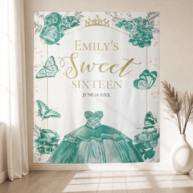 Tapiz Dulce Dieciséis fondo Mariposa Vestido Verde (Subido por el creador)