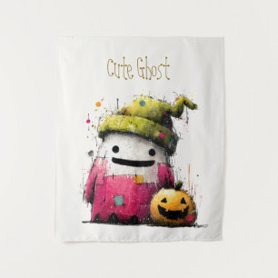 Tapiz Dulce Fantasma de Parche con Acuarela para Hallowe