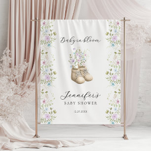 Tapiz Dulce Fiesta Floral de Bebé en Flor Neutral