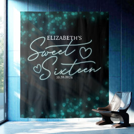 Tapiz Dulce fondo de brillo neón Verde azulado de 16 día