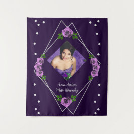 Tapiz Dulce geométrico morado Rosa plateado 16