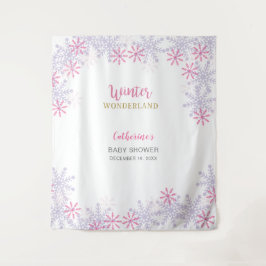 Tapiz Dulce paisaje de invierno en rosa para baby shower