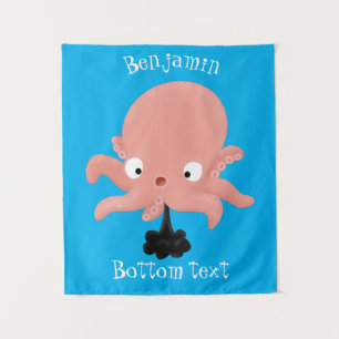 Tapiz Dulce pulpo bebé rosa humor de dibujos animados