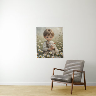 Tapiz Dulce retrato infantil ventilado con cordero peque