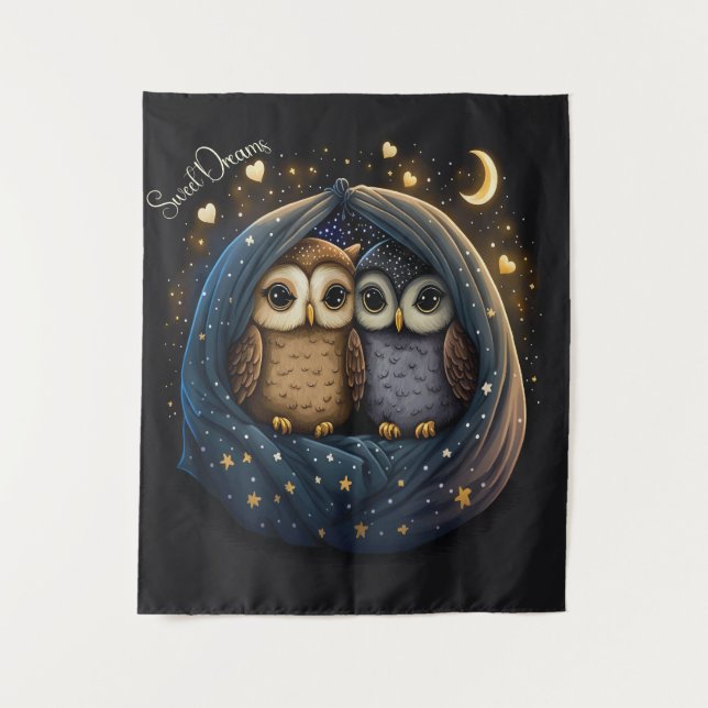 Tapiz Dulces Sueños Diseño Lindo Búho (Anverso)