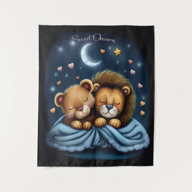 Tapiz Dulces Sueños Diseño Lindo León (Anverso)