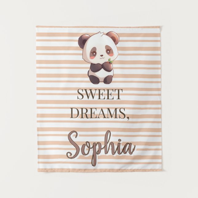 Tapiz Dulces Sueños Panda Lindo Personalizado (Anverso)