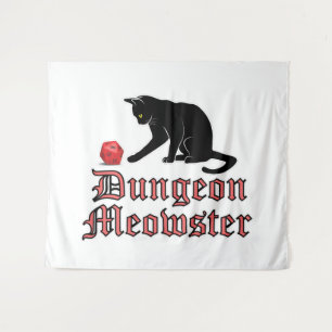 Tapiz Dungeon Meowster Funny RPG Cat con dados