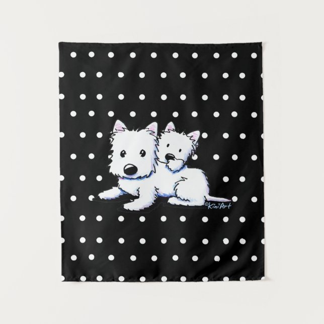 Tapiz dúo de Westie de KiniArt Westie (Anverso)