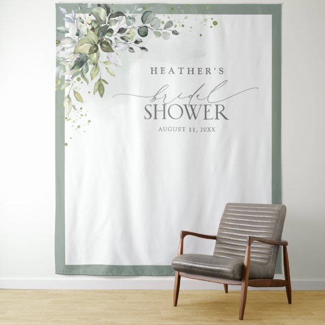 Tapiz Duste Blue Eucalyptus Bridal Shower Booth (In situ)