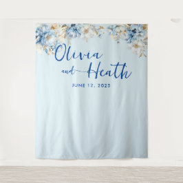 Tapiz Dusty Blue Floral Gold