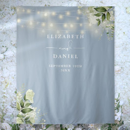 Tapiz Dusty Blue Floral Luces Boda Foto Fondo