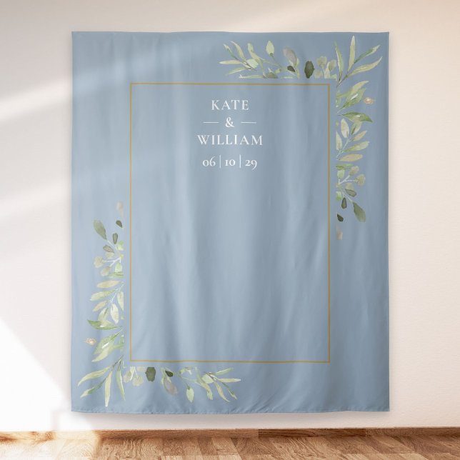 Tapiz Dusty Blue Greenery Boda Photo Booth Fondo (Subido por el creador)