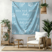 Dusty Blue Sea Pronto Beach Baby Shower Fondo