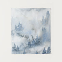 Dusty Blue Watercolor Misty Resumen Bosque   