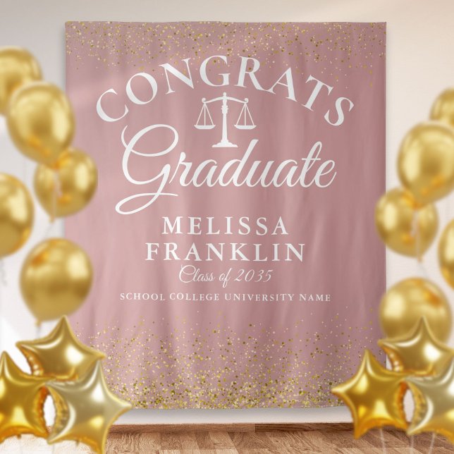 Tapiz Dusty Rosa de la Facultad de Derecho - Foto de fon (Dusty Rose Law School Graduation Photo Backdrop)