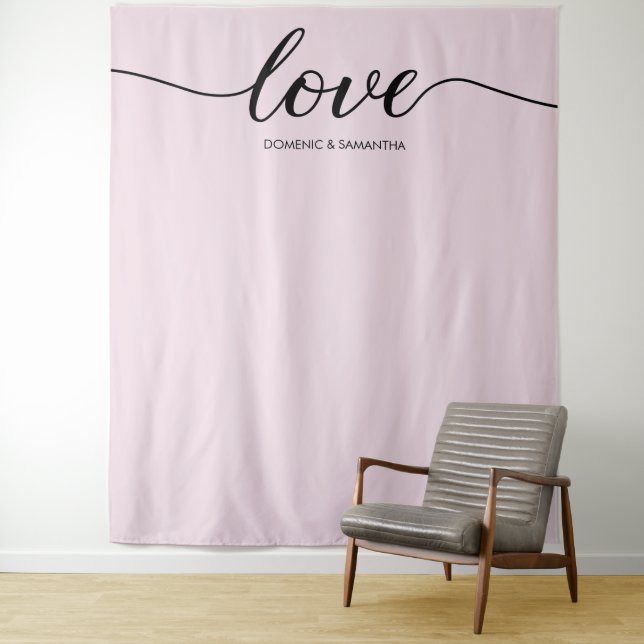 Tapiz Dusty Rosa Elegant Love Script Boda fondo (In situ)
