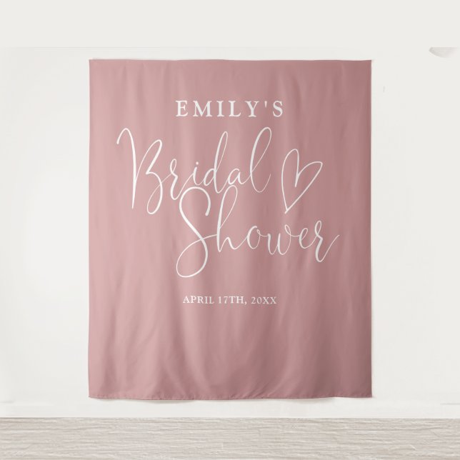 Tapiz Dusty Rosa rosa ducha de novia foto de fondo (Anverso)