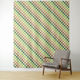 Tapiz Earthy rainbow diagonal checkerboard pattern