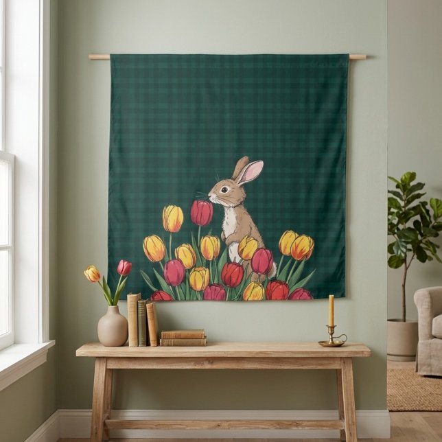 Tapiz Easter Bunny and Tulips Tapestry - Rustic Home  (Subido por el creador)