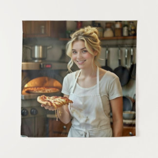 Tapiz Eating Pizza Photo Personalize Customize
