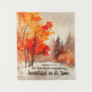 Tapiz Ecclesiastes 3:11 Biblia Verse Fall Watercolor