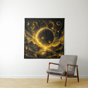 Tapiz Eclipse Oscuro con Filigrana Dorada — Fantasía Cós