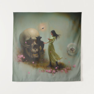 Tapiz Eclipse Priestess Moon Occult Dark Witchy AI Art