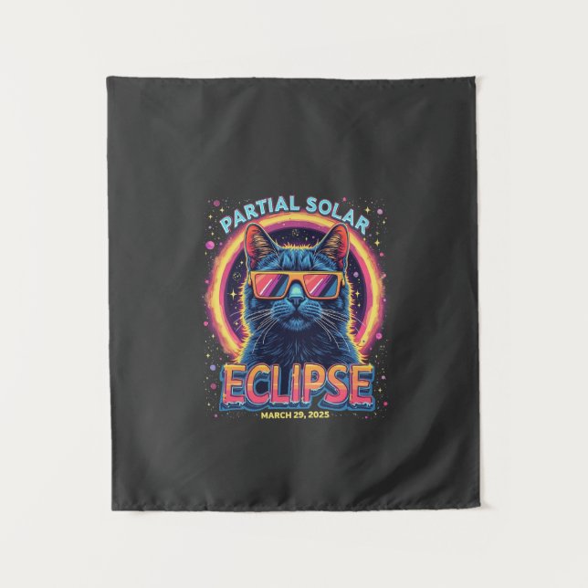Tapiz Eclipse solar parcial de gatito de 2025 (Anverso)