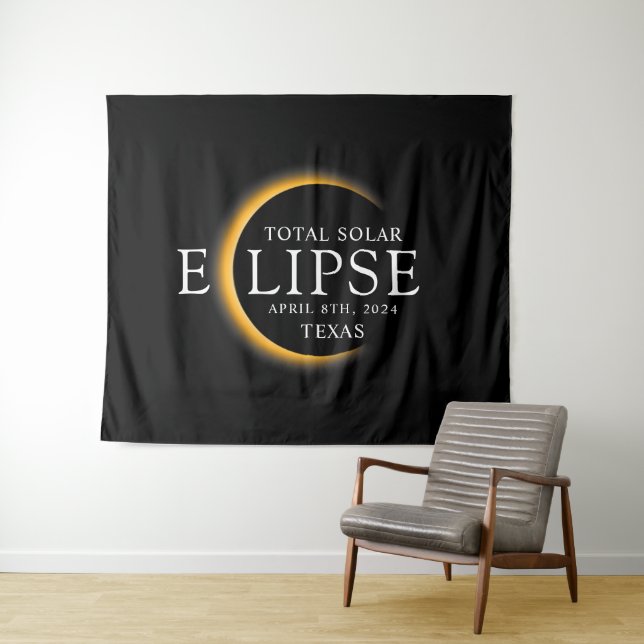 Tapiz Eclipse solar total de 2024 Texas Black & Gold mod (In situ (horizontal))