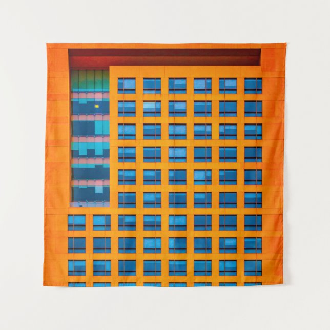 Tapiz Edificio azul y naranja (Anverso)