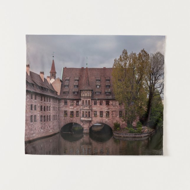 Tapiz Edificio histórico al atardecer en Nuremberg, Alem (Anverso (horizontal))