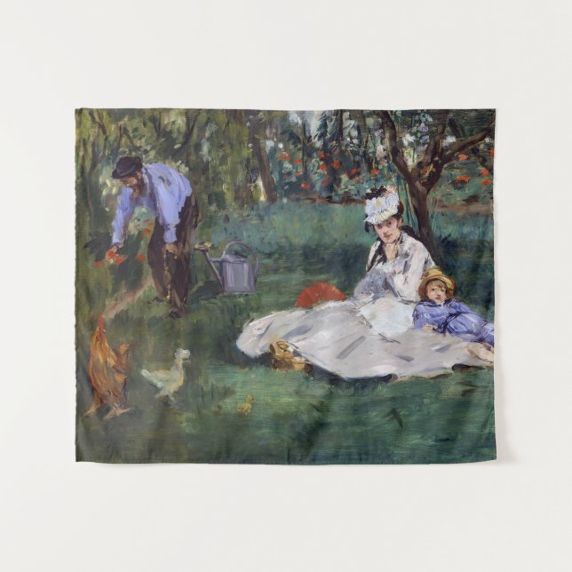 Tapiz Edouard Manet - La familia Monet en su jardín (Anverso (horizontal))