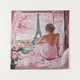 Tapiz Eiffel Tower View in Pink