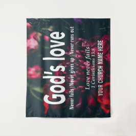 Tapiz EL AMOR DE DIOS NUNCA FALLA 1 Cor 13:8 Iglesia