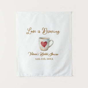 Tapiz El amor está preparando taza de café blanca corazó