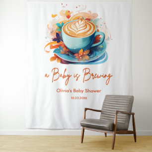 Tapiz El amor floral azul es preparar café Baby Shower