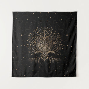 Tapiz El árbol de búho dorado