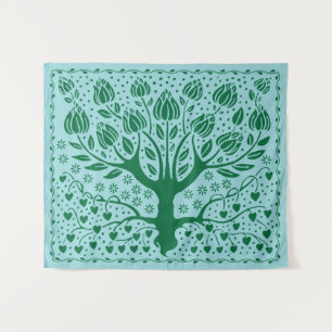 Tapiz El árbol de la vida vintage Boho Nouveau con los c