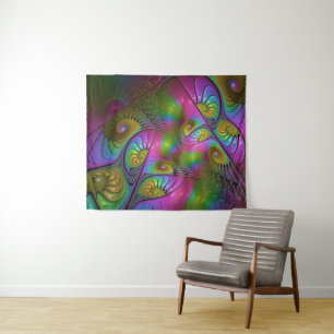 Tapiz El Arte Fractal Abstracto Trippy Luminoso Colorido