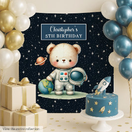 Tapiz El astronauta Teddy Bear Backdrop for Boy's Fiesta