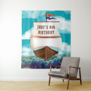 Tapiz El barco pirata Galleon Birthday Party Backup