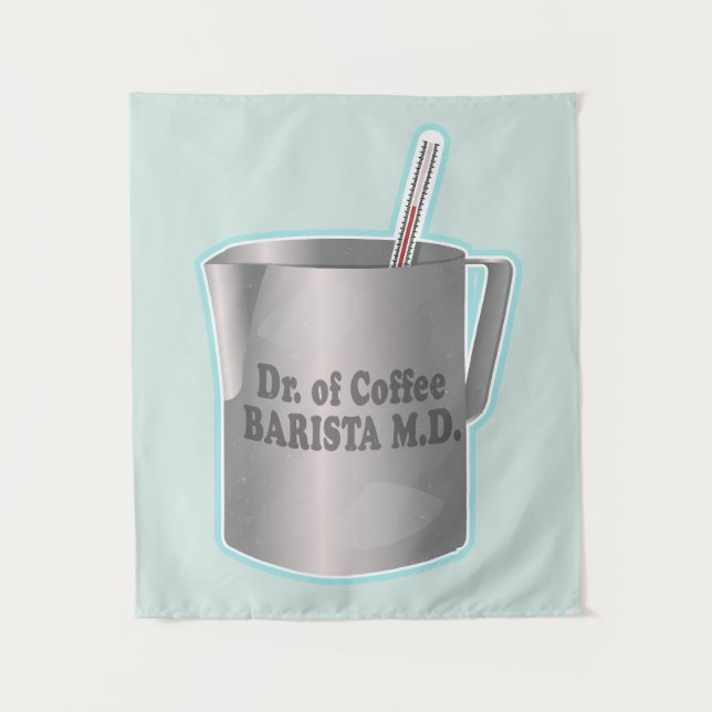 Tapiz El café de Barista haciendo médico gracioso (Anverso)