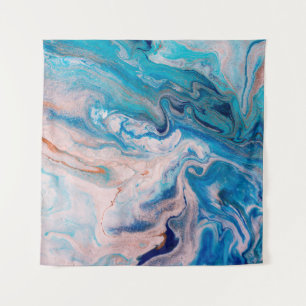 Tapiz El conjunto de mármol abstracto mixto azul y blanc