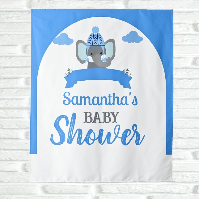 Tapiz El contexto de Baby Shower de Rustic Boho Elephant (Subido por el creador)